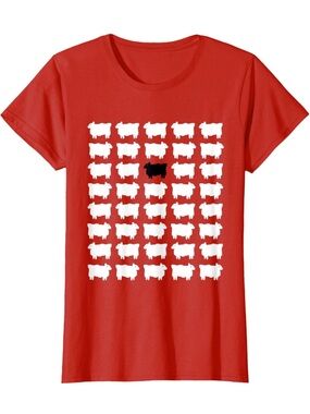 NWOT Red with Black Sheep Tee Shirt Not Princess Diana Sweater Women’s Size XL